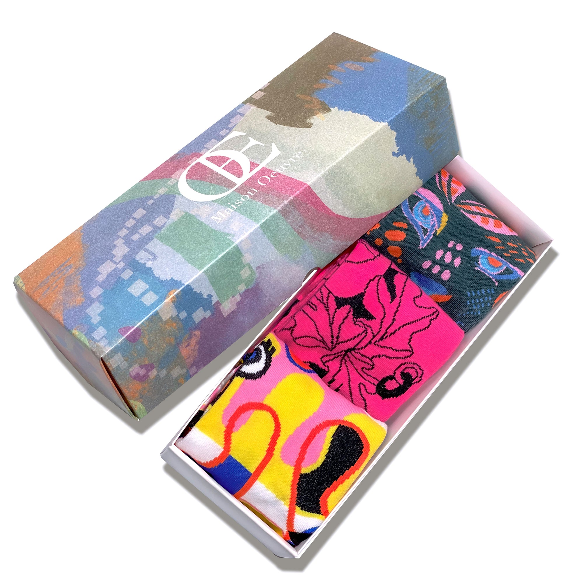 Funky Funny Socks Gift Box 3-Pack (with 3 originally designed postcards)